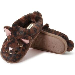Dearfoams Girls toddler little kid Clog Slippers Leopard Cat 9/10 NWT